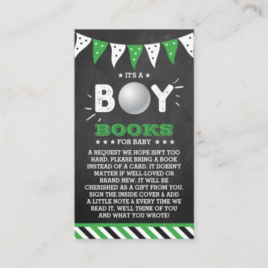 男の子だ！ゴルフをテーマにした赤ちゃんシャワー予約リクエスト エンクロージャーカード (正面)