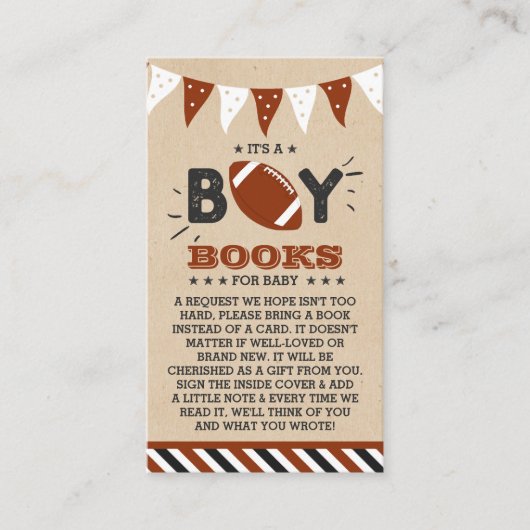 男の子だ!サッカーの赤ちゃんシャワーブックリクエスト エンクロージャーカード (正面)