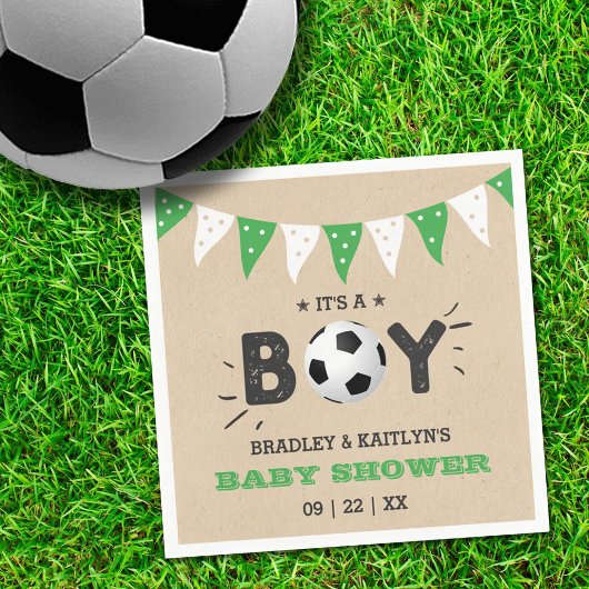 男の子だ！サッカーをテーマにした共同ベビーシャワー スタンダードカクテルナプキン