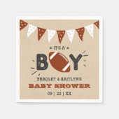 男の子だ！サッカーをテーマにした共同ベビーシャワー スタンダードカクテルナプキン (正面)