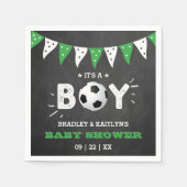 男の子だ!サッカーをテーマにした共同ベビーシャワー スタンダードカクテルナプキン (正面)