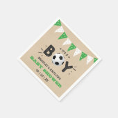 男の子だ！サッカーをテーマにした共同ベビーシャワー スタンダードカクテルナプキン (角)