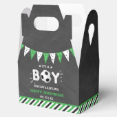 男の子だ!サッカーをテーマにした共同ベビーシャワー フェイバーボックス (オープン)