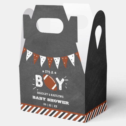 男の子だ！サッカーをテーマにした共同ベビーシャワー フェイバーボックス (オープン)