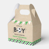 男の子だ！サッカーをテーマにした共同ベビーシャワー フェイバーボックス (正面サイド)