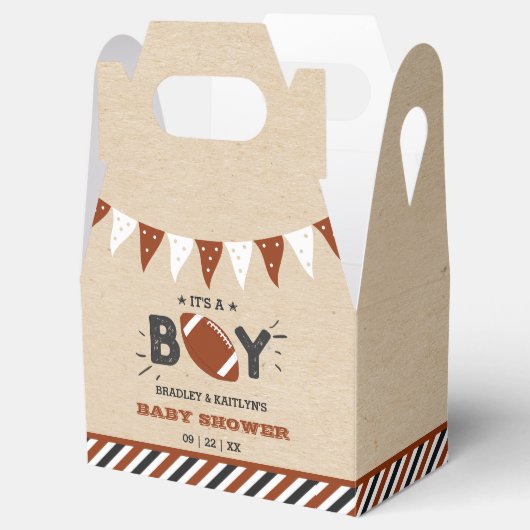 男の子だ！サッカーをテーマにした共同ベビーシャワー フェイバーボックス (オープン)