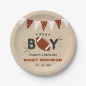 男の子だ!サッカーをテーマにした共同ベビーシャワー ペーパープレート (正面)