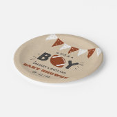 男の子だ!サッカーをテーマにした共同ベビーシャワー ペーパープレート (アングル)