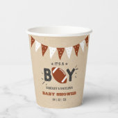 男の子だ！サッカーをテーマにした共同ベビーシャワー 紙コップ (裏面)