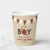 男の子だ！サッカーをテーマにした共同ベビーシャワー 紙コップ (正面)