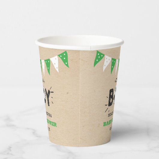 男の子だ！サッカーをテーマにした共同ベビーシャワー 紙コップ (右)