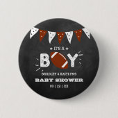 男の子だ!サッカーをテーマにした共同ベビーシャワー 缶バッジ (正面)