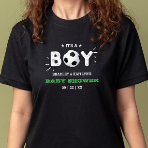 男の子だ！サッカーをテーマにした共同ベビーシャワー Tシャツ