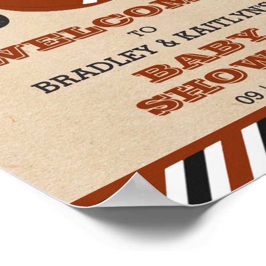 男の子だ!サッカーをテーマにした赤ちゃんシャワーへようこそ ポスター (角)