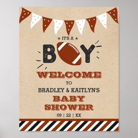 男の子だ!サッカーをテーマにした赤ちゃんシャワーへようこそ ポスター (正面)