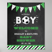 男の子だ！サッカーをテーマにした赤ちゃんシャワーへようこそ ポスター (正面)