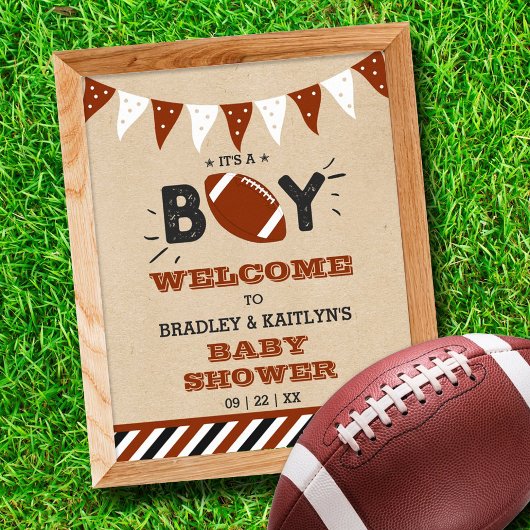 男の子だ！サッカーをテーマにした赤ちゃんシャワーへようこそ ポスター