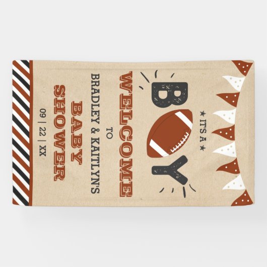 男の子だ!サッカーをテーマにした赤ちゃんシャワーへようこそ 横断幕 (横)