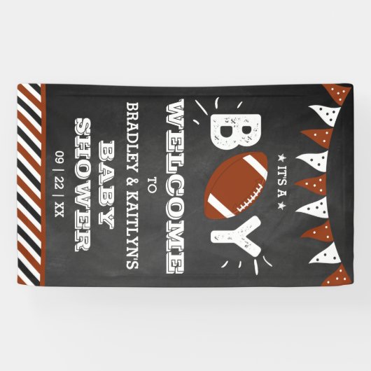 男の子だ！サッカーをテーマにした赤ちゃんシャワーへようこそ 横断幕 (横)