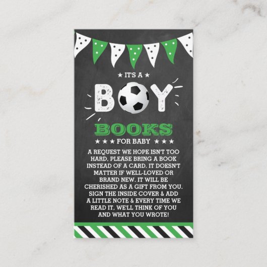 男の子だ!サッカーをテーマにした赤ちゃんシャワー予約リクエスト エンクロージャーカード (正面)
