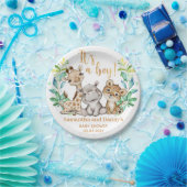 男の子だ！サファリベビーシャワー ペーパープレート (パーティー)