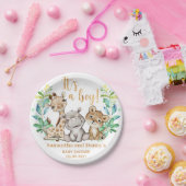 男の子だ！サファリベビーシャワー ペーパープレート (パーティー)