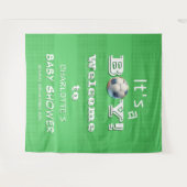 男の子だ!スポーツサッカーベビーシャワー背景 タペストリー (正面(横))