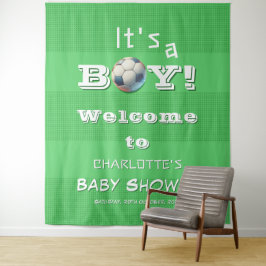 男の子だ!スポーツサッカーベビーシャワー背景 タペストリー