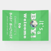 男の子だ！スポーツフットボールの赤ちゃんシャワー 横断幕 (横)