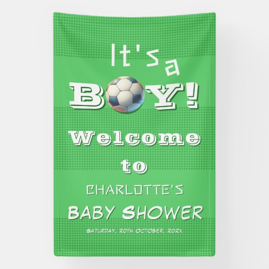 男の子だ！スポーツフットボールの赤ちゃんシャワー 横断幕 (縦)