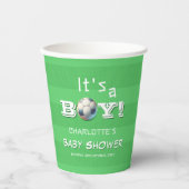 男の子だ！スポーツフットボールの赤ちゃんシャワー 紙コップ (正面)