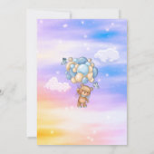 男の子だ！テディベアブルーバルーンベビーシャワー 招待状 (裏面)