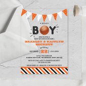 男の子だ!バスケットボールをテーマにした共同ベビーシャワー アクリル招待状