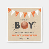 男の子だ！バスケットボールをテーマにした共同ベビーシャワー スタンダードカクテルナプキン (正面)