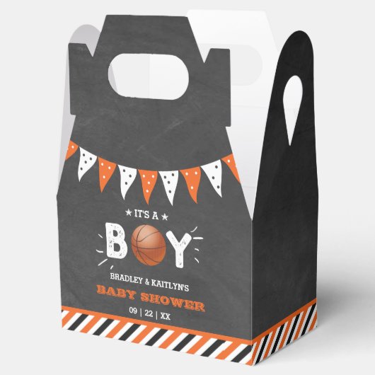男の子だ！バスケットボールをテーマにした共同ベビーシャワー フェイバーボックス (オープン)