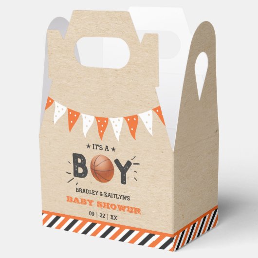 男の子だ！バスケットボールをテーマにした共同ベビーシャワー フェイバーボックス (オープン)