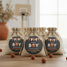 男の子だ！バスケットボールをテーマにした共同ベビーシャワー ラウンドシール