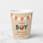 男の子だ！バスケットボールをテーマにした共同ベビーシャワー 紙コップ (裏面)