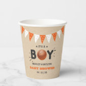 男の子だ！バスケットボールをテーマにした共同ベビーシャワー 紙コップ (正面)