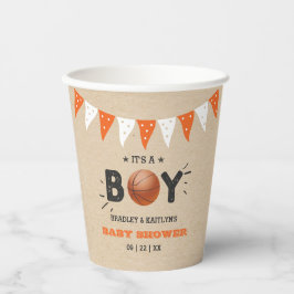 男の子だ！バスケットボールをテーマにした共同ベビーシャワー 紙コップ