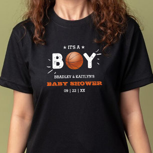 男の子だ！バスケットボールをテーマにした共同ベビーシャワー Tシャツ