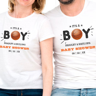男の子だ！バスケットボールをテーマにした共同ベビーシャワー Tシャツ