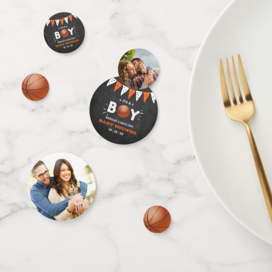 男の子だ!バスケットボールをテーマにした赤ちゃんシャワー写真 コンフェッティ (グループ)