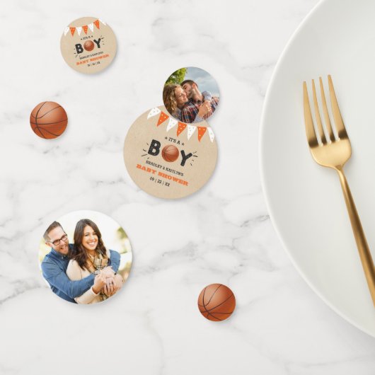 男の子だ!バスケットボールをテーマにした赤ちゃんシャワー写真 コンフェッティ (グループ)