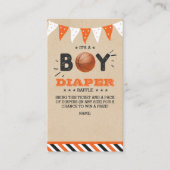 男の子だ!バスケ赤ちゃんシャワーおむつラッフル エンクロージャーカード (正面)