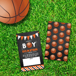 男の子だ！バスケ赤ちゃんシャワーおむつラッフル エンクロージャーカード