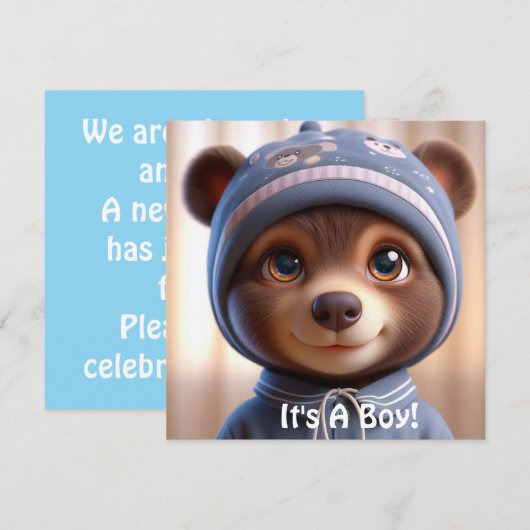 男の子だ！フラット案内カード 案内状 (正面/裏面)