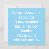 男の子だ！フラット案内カード 案内状 (裏面)