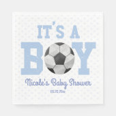 男の子だ！ブルーサッカーボール赤ちゃんシャワー スタンダードランチョンナプキン (正面)