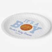 男の子だ!ブルーバスケットボールベビーシャワー ペーパープレート (アングル)